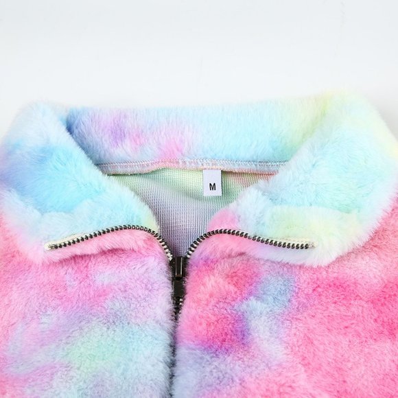 Winter Fleece Colorful Crop Hoodie - Picture 5 of 8